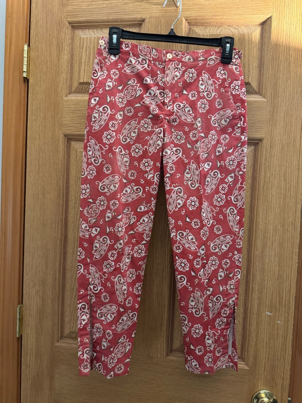 NWT PT01 Red and White Paisley Print Crop Pants Size 2